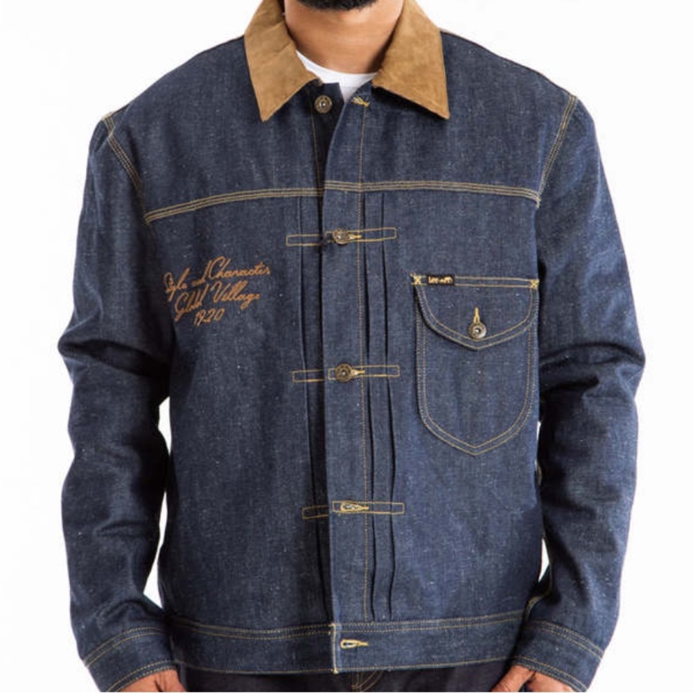 Lee Dark Blue Denim Jacket with Tan Collar